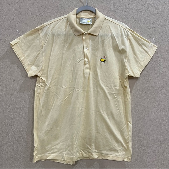 Masters Slazenger Augusta Polo Shirt Mens Sz L Yellow Short Sleeve Golf Casual - Picture 1 of 6